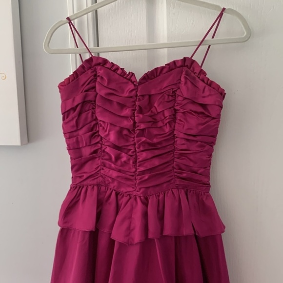 Gunne‎ Sax Jessica McClintock XS satin cocktail dress romantic Fuchsia ruched - Picture 7 of 16